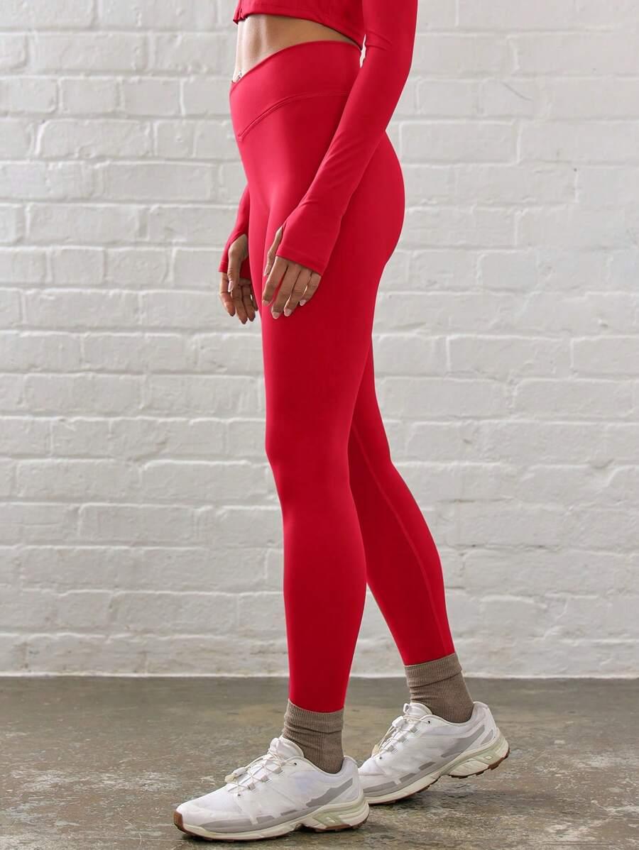 CZERWONE LEGGINSY WYSOKI STAN 