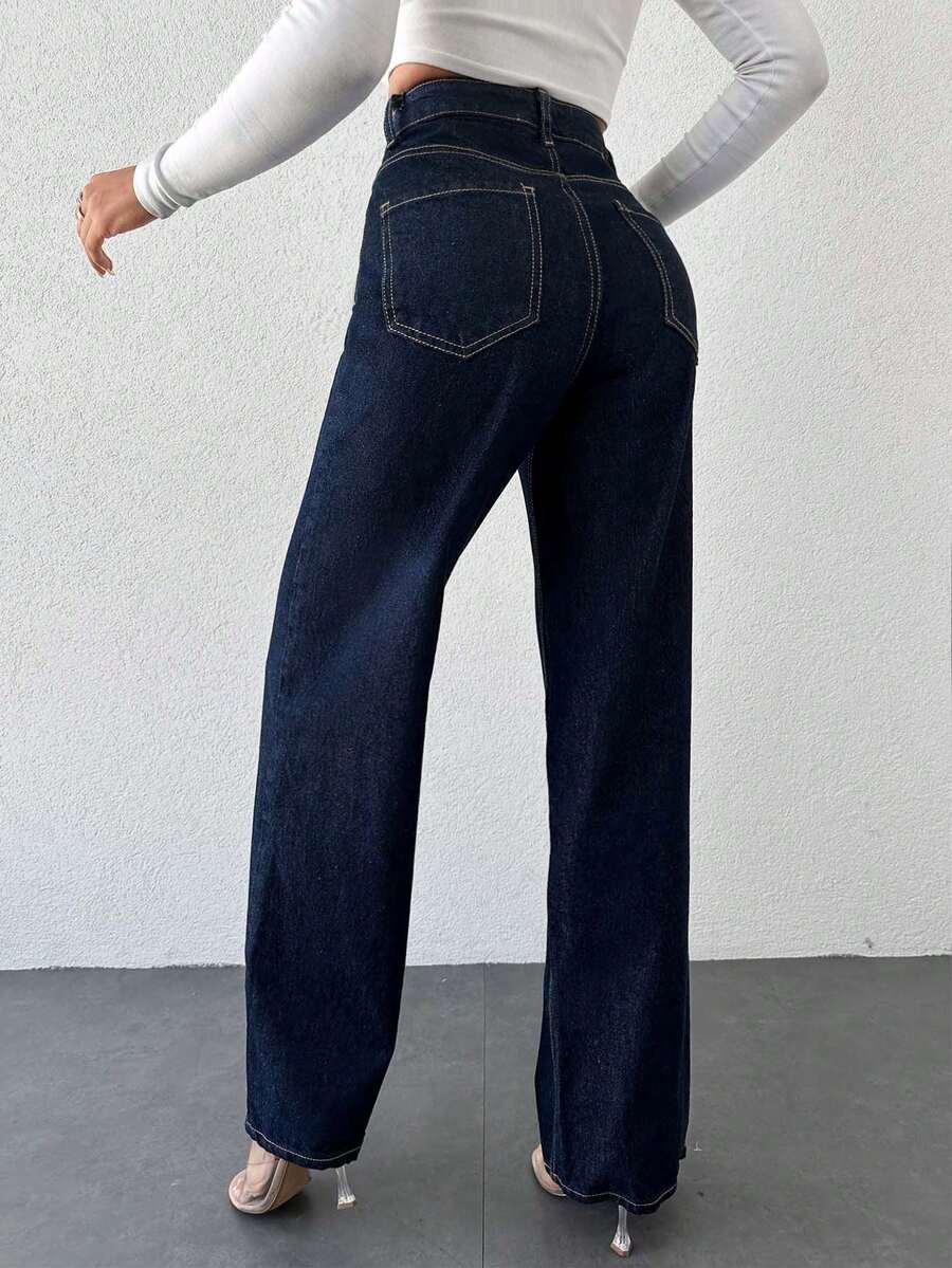 GRANATOWE SPODNIE JEANS 