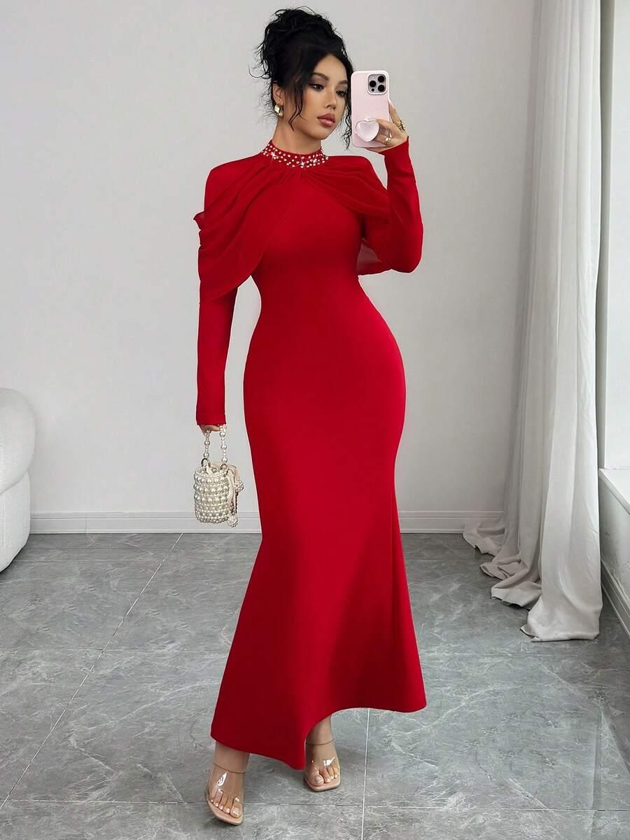 CZERWONA MAXI SUKIENKA