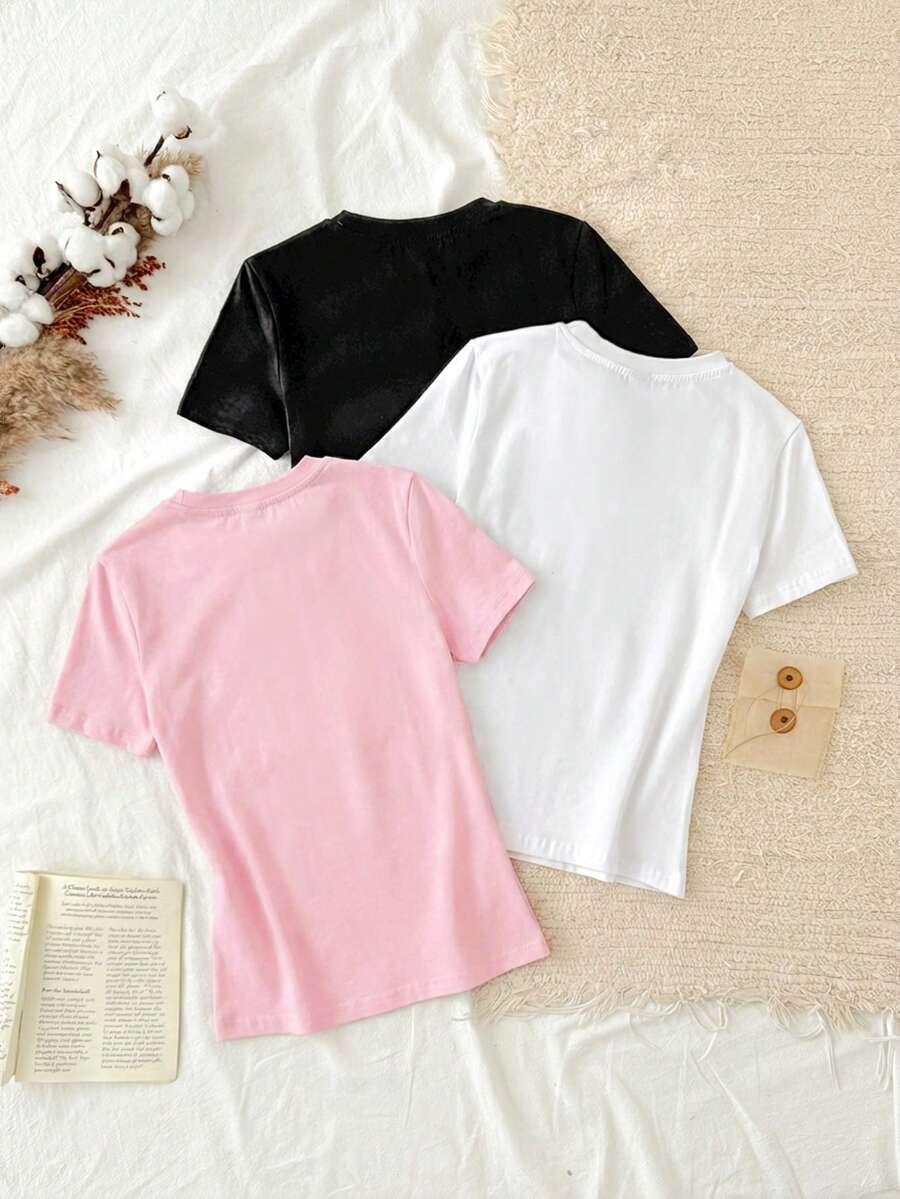 klasyczny gładki t-shirt 3-pack