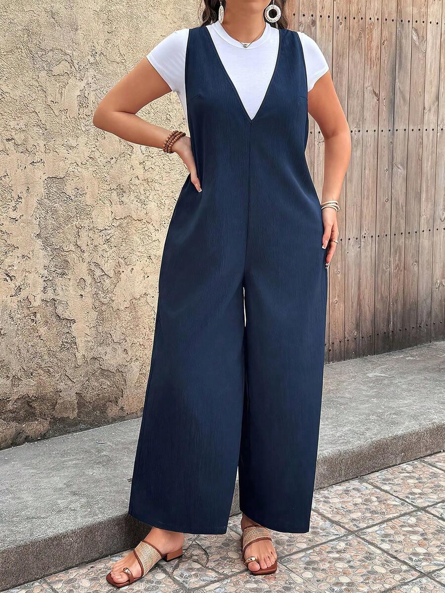 GRANATOWY KOMBINEZON CASUAL