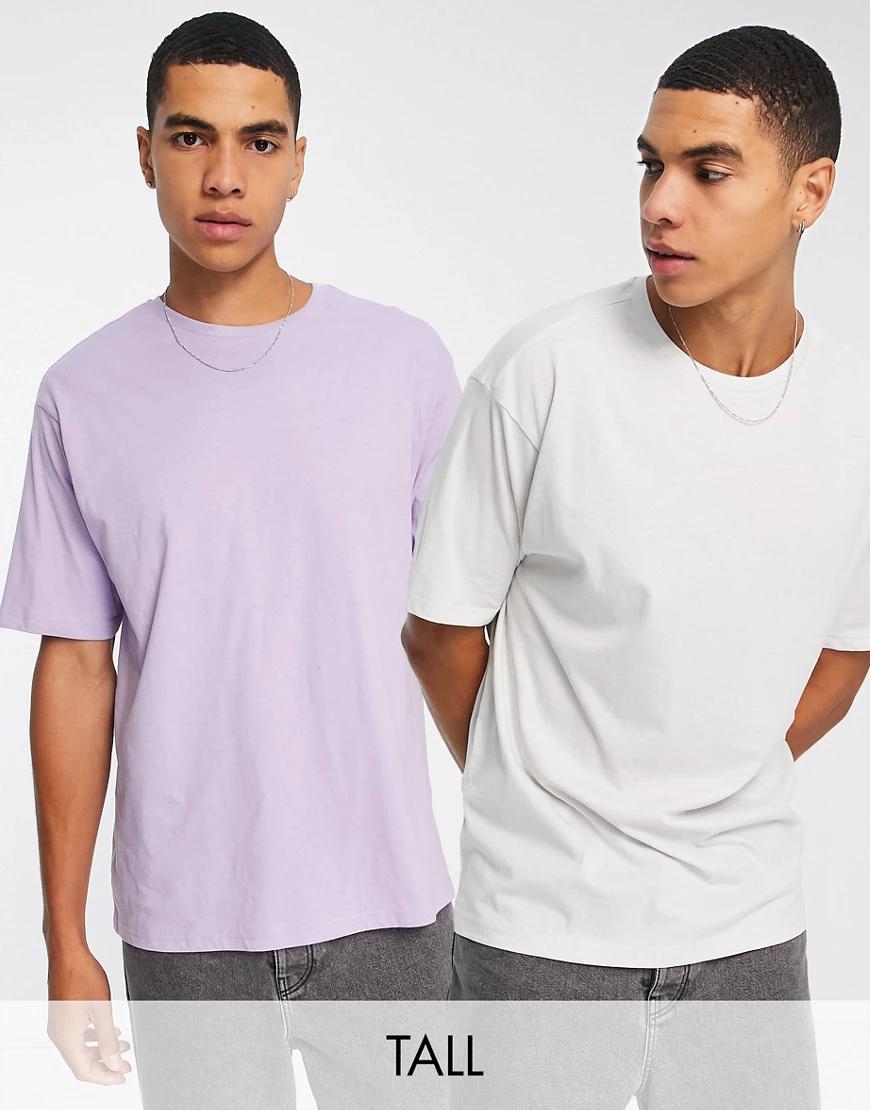 gładki t-shirt boxy fit 2-pack