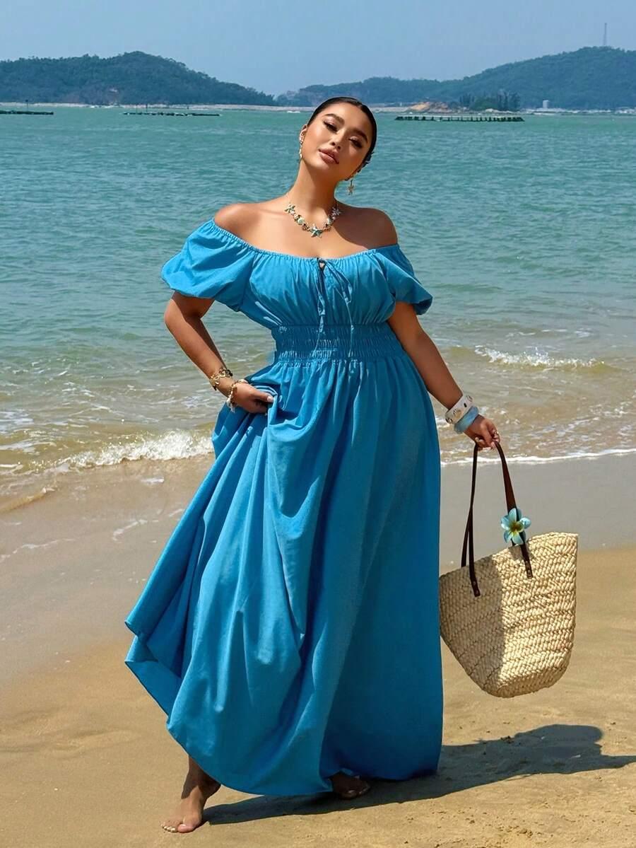 niebieska maxi sukienka