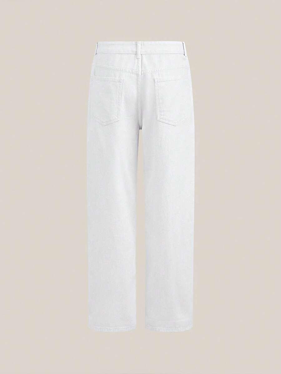 BIAŁE PROSTE SPODNIE jeans