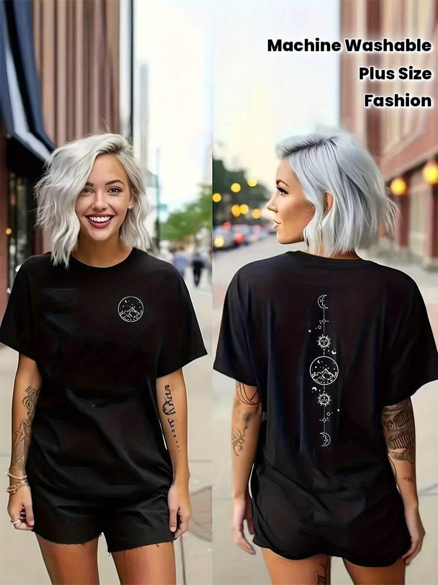 czarny t-shirt z nadrukiem