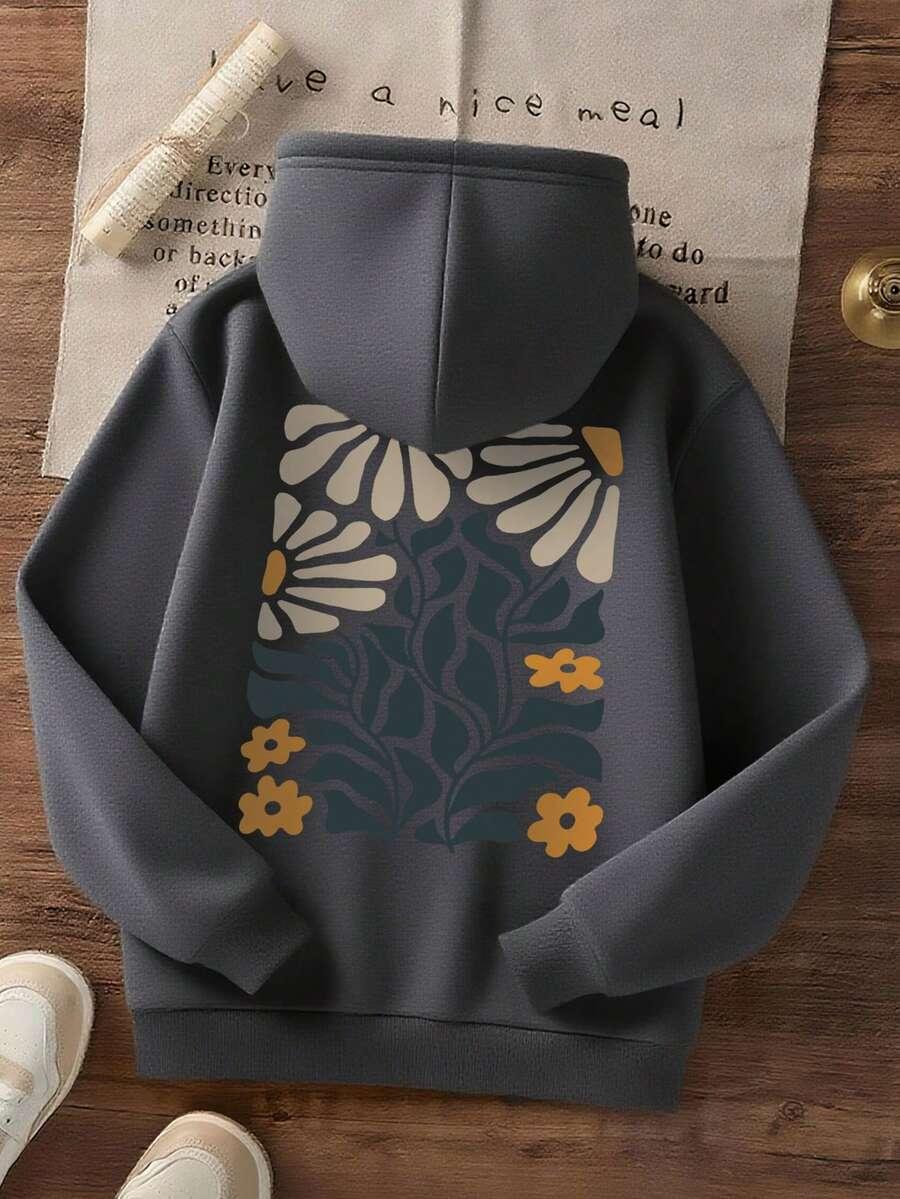 szara bluza kaptur nadruk