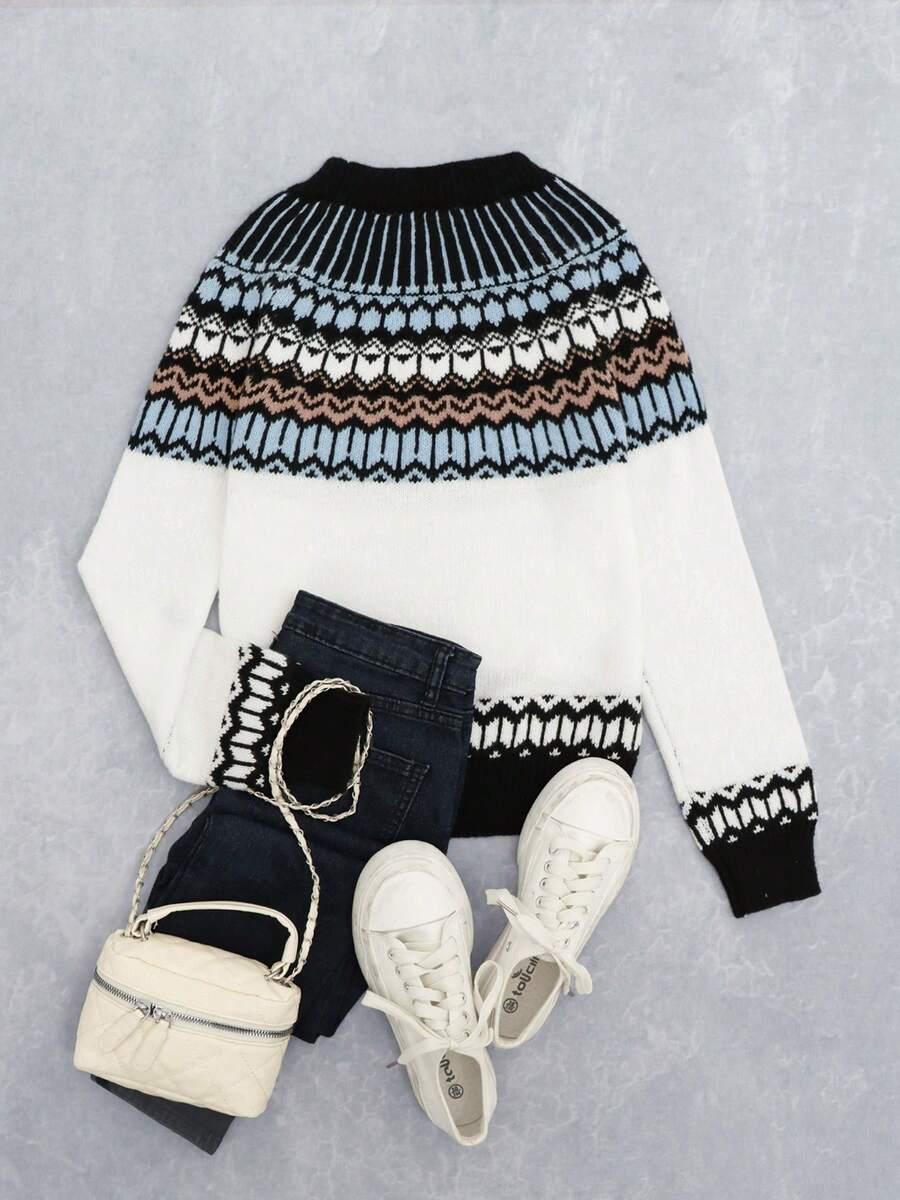 kolorowy sweter print 