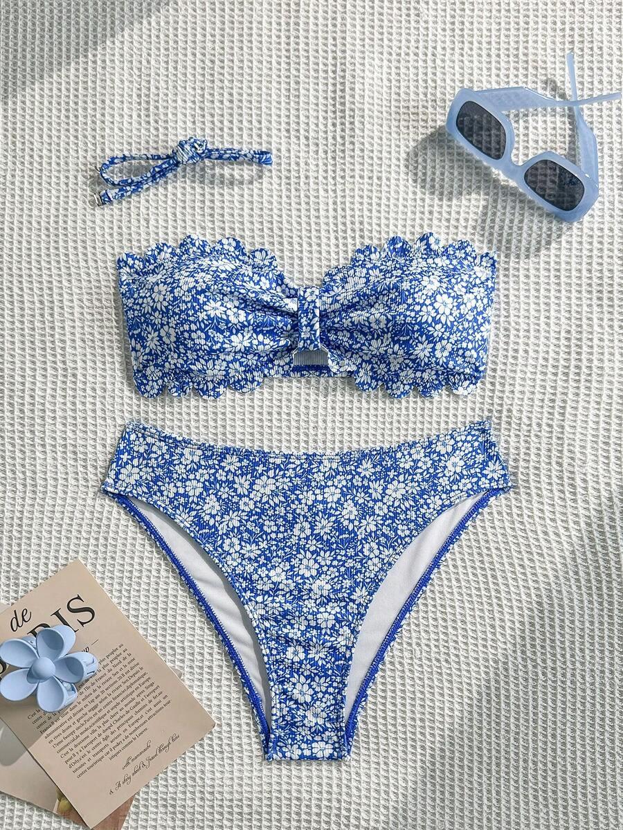 dwuczęściowy strój kąpielowy komplet floral print