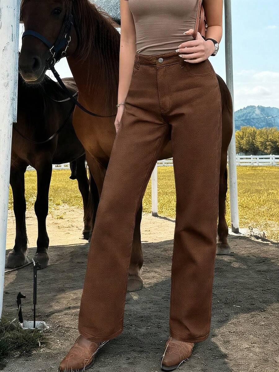 brązowe spodnie jeans 