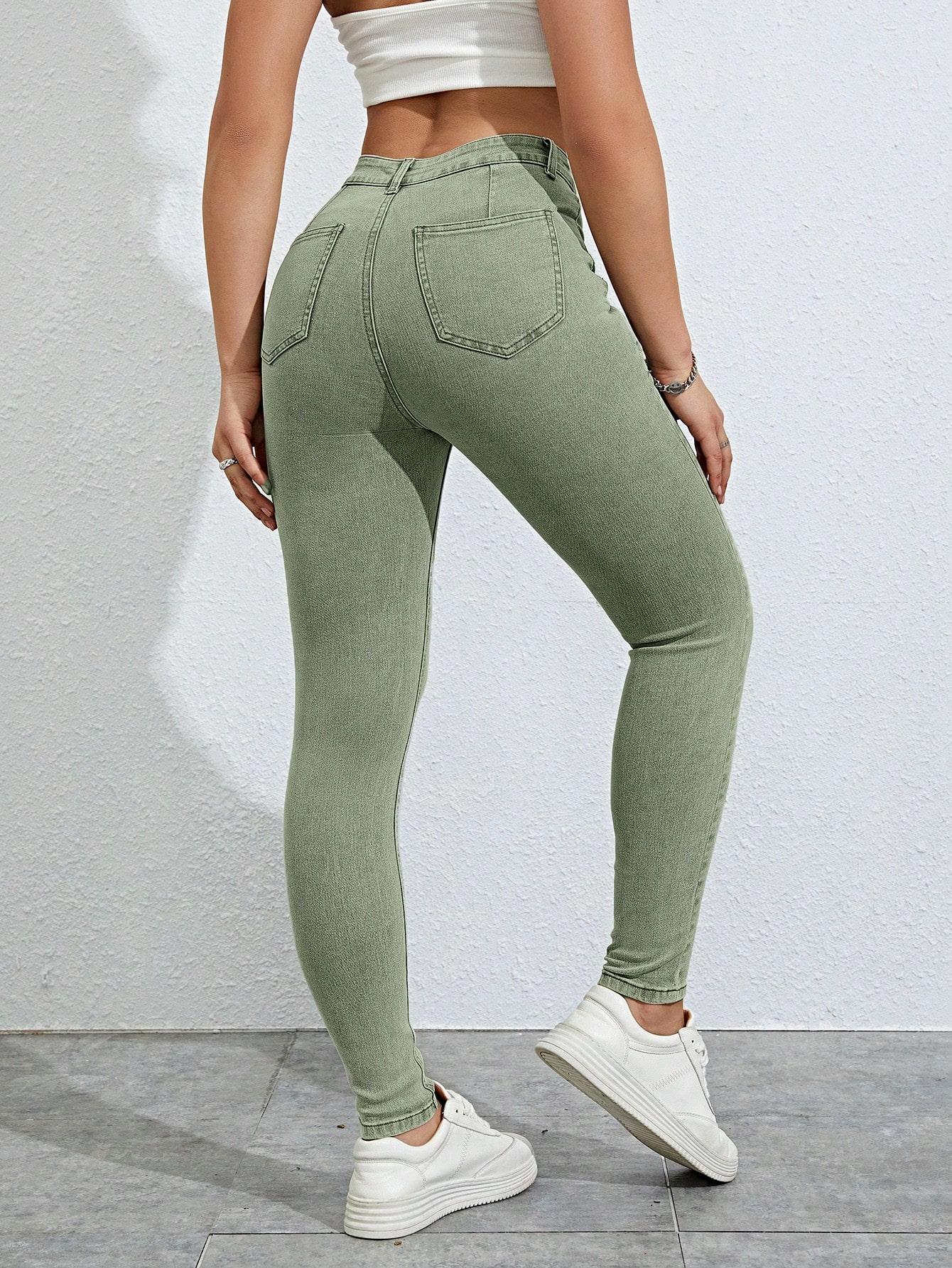 ZIELONE SPODNIE JEANS RURKI