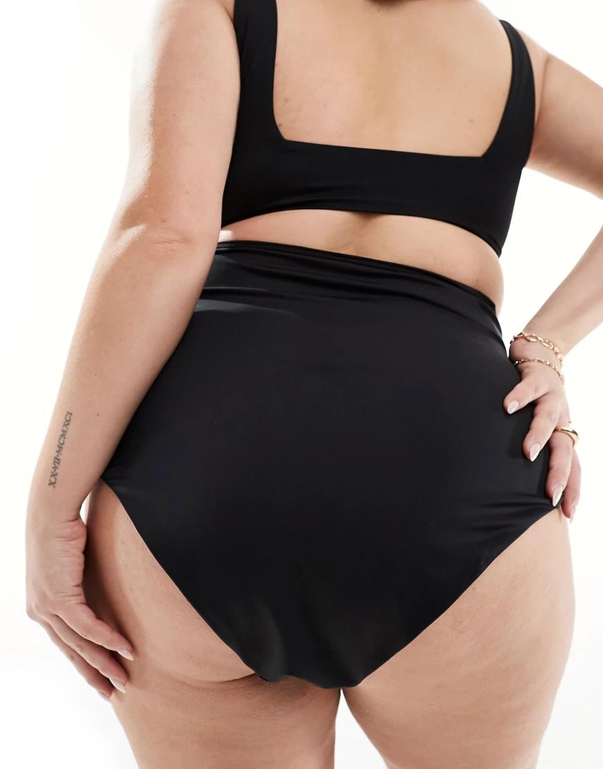 CZARNY GŁADKI DÓŁ OD BIKINI WYSOKI STAN