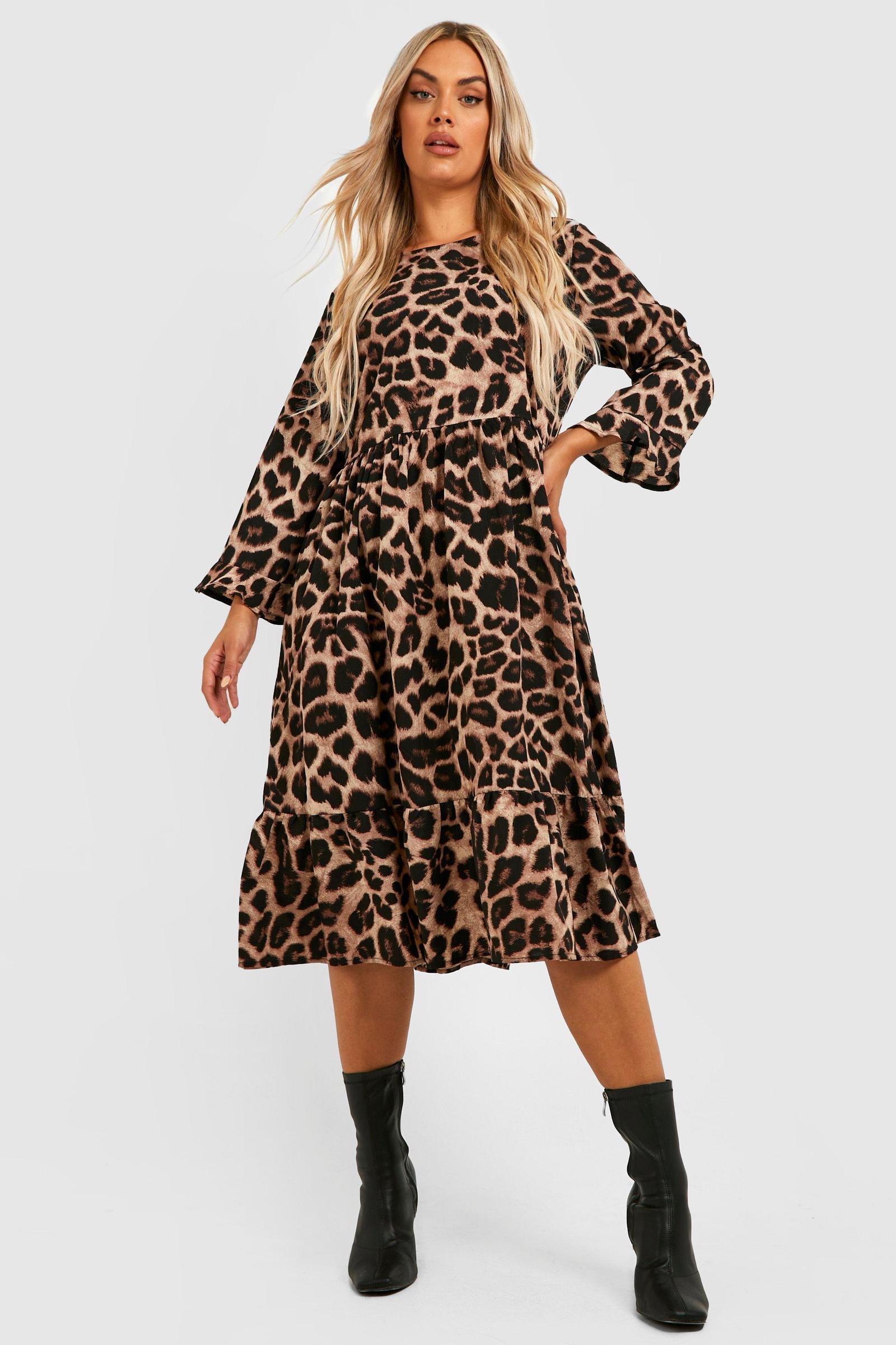 midi sukienka animal print falbany