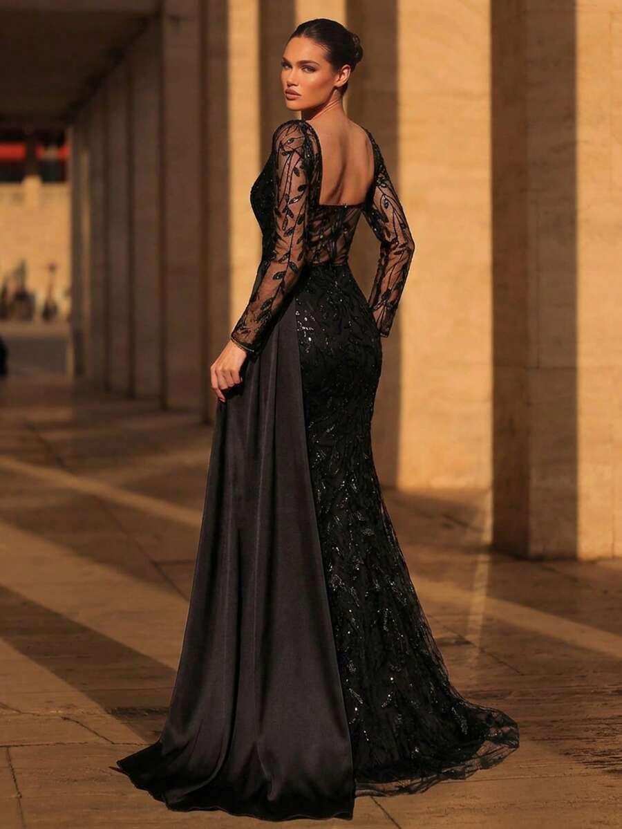 CZARNA MAXI SUKIENKA