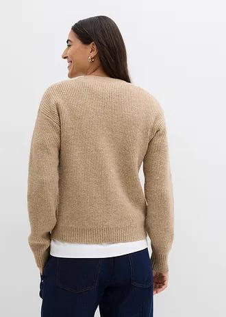 beżowy sweter kardigan