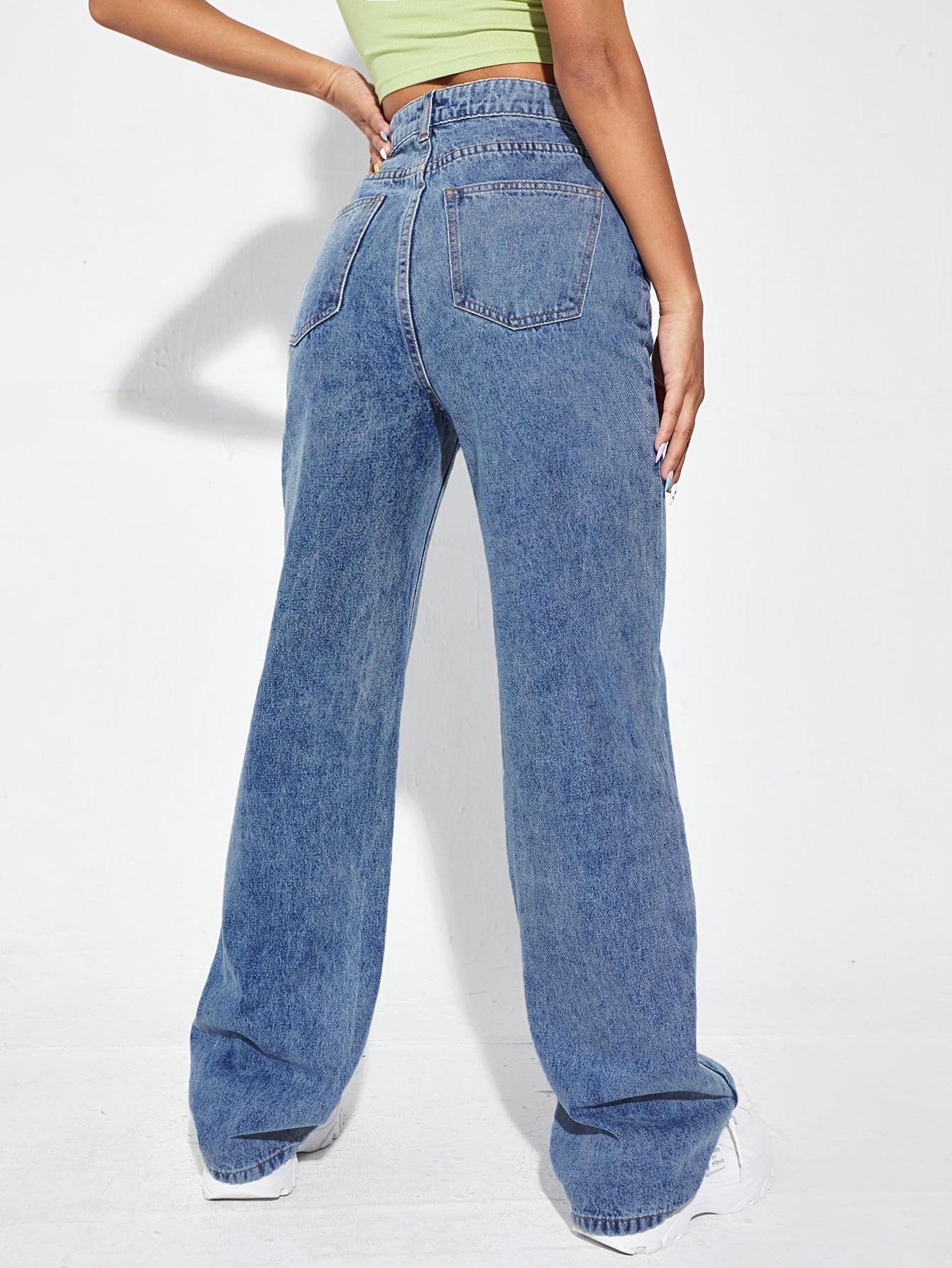 spodnie jeans Z WYSOKIM STANEM