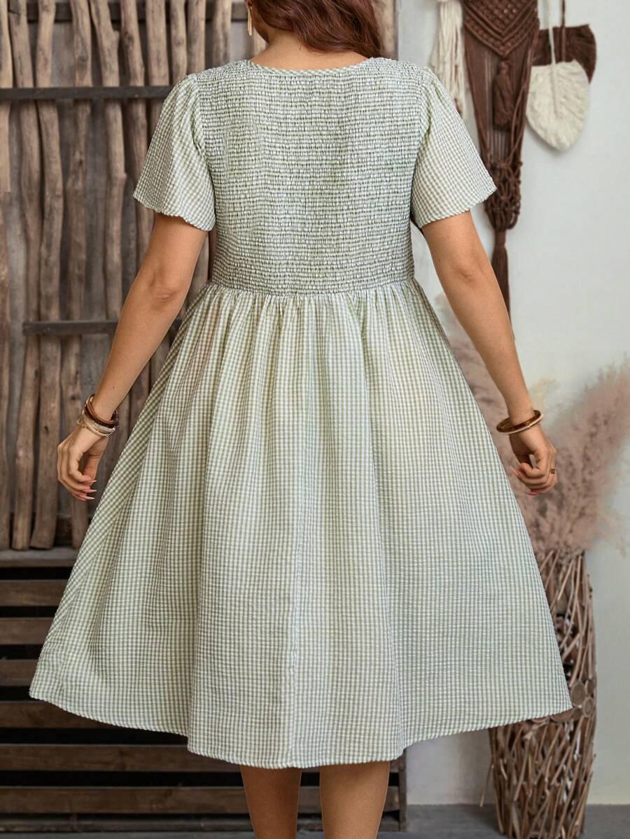 BOHO MIDI SUKIENKA PLUS SIZE KRATKA KRÓTKI RĘKAW