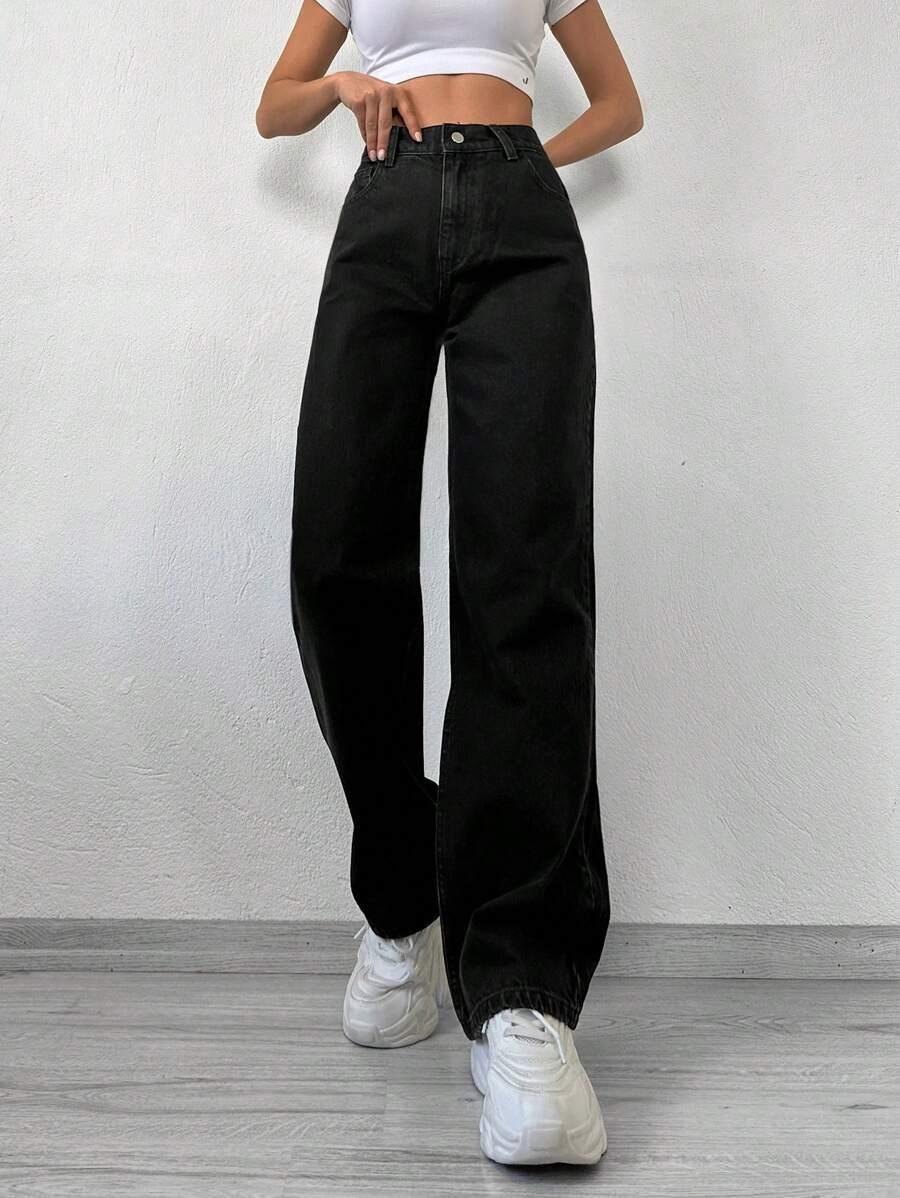 CZARNE SPODNIE JEANS 