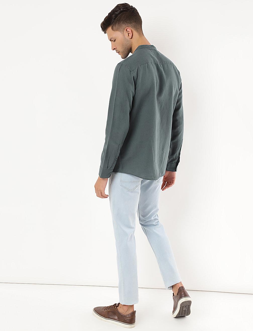 lniana koszula długi rękaw T25-3915K-TY