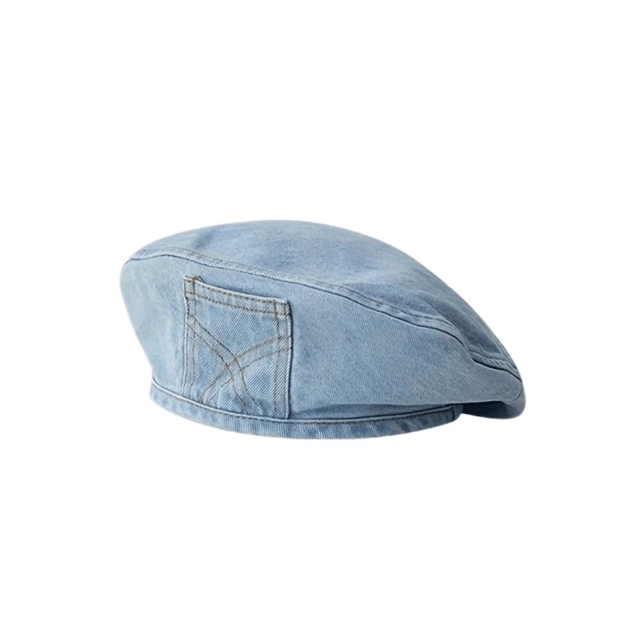 niebieski beret jeans