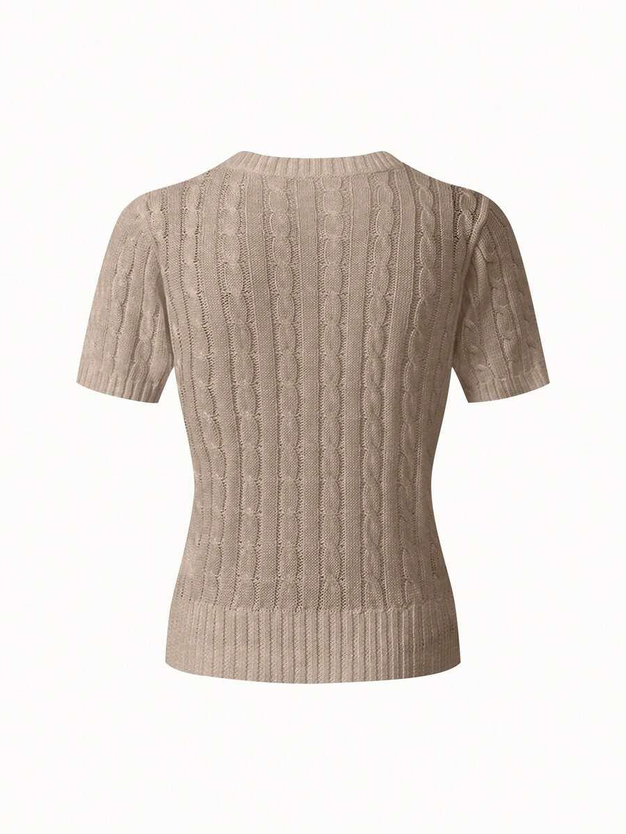 beżowy sweter krótki rękaw