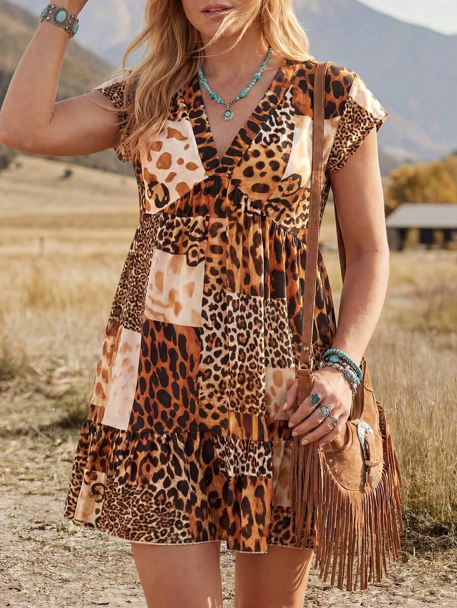 mini sukienka leopard print
