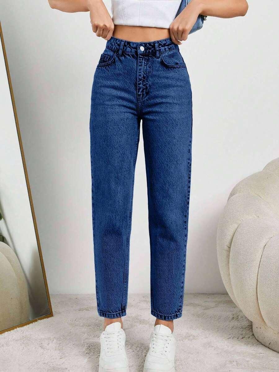 NIEBIESKIE SPODNIE MOM JEANS