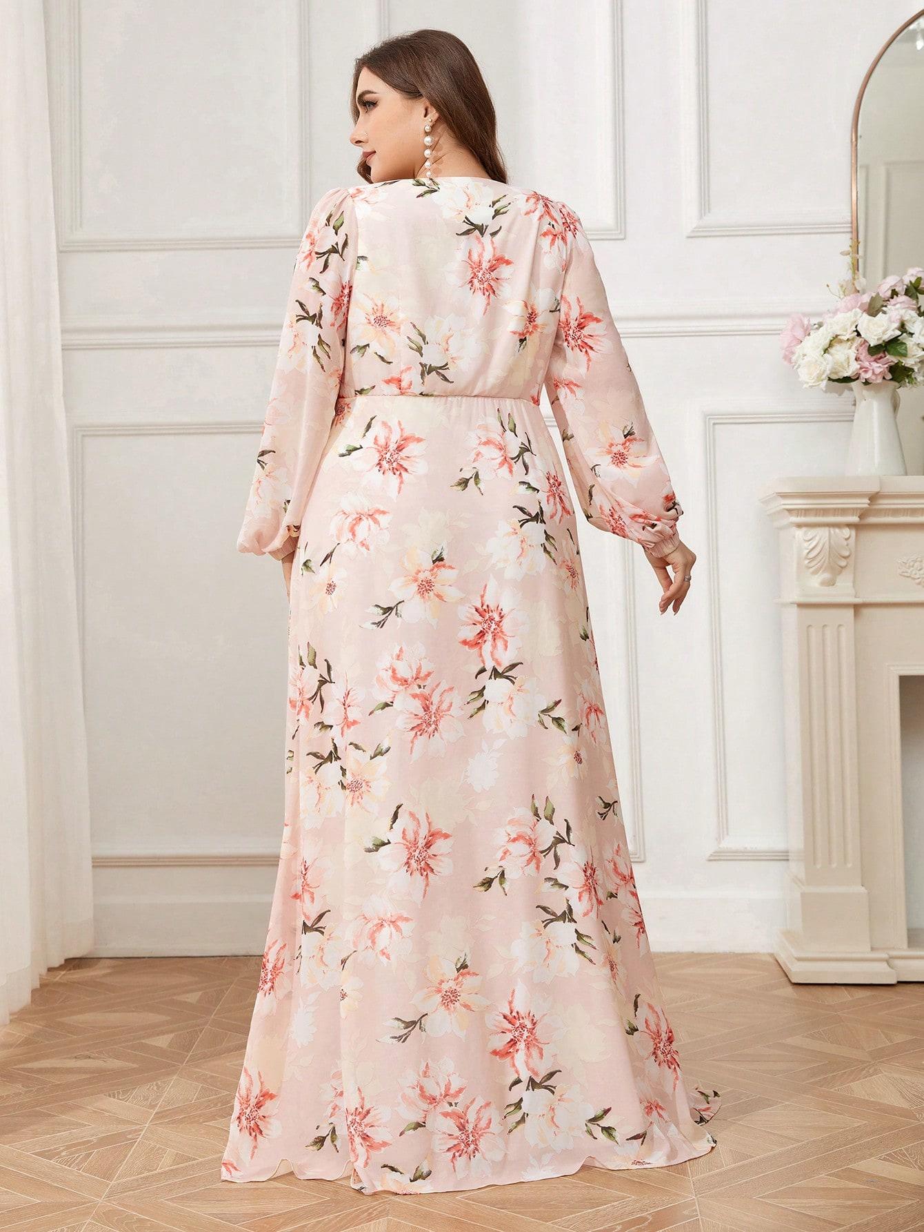 SUKIENKA MAXI KWIATOWA KLASYCZNA PLUS SIZE Z ZAMKIEM