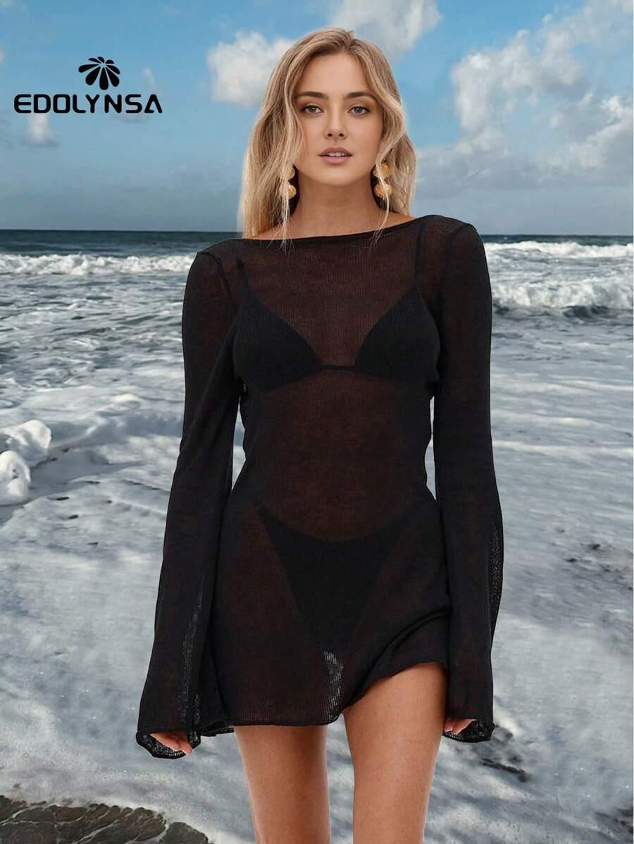 plażowa czarna mini sukienka