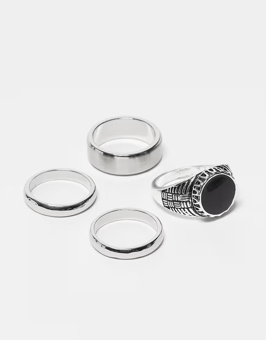 srebrne sygnety 4-pack
