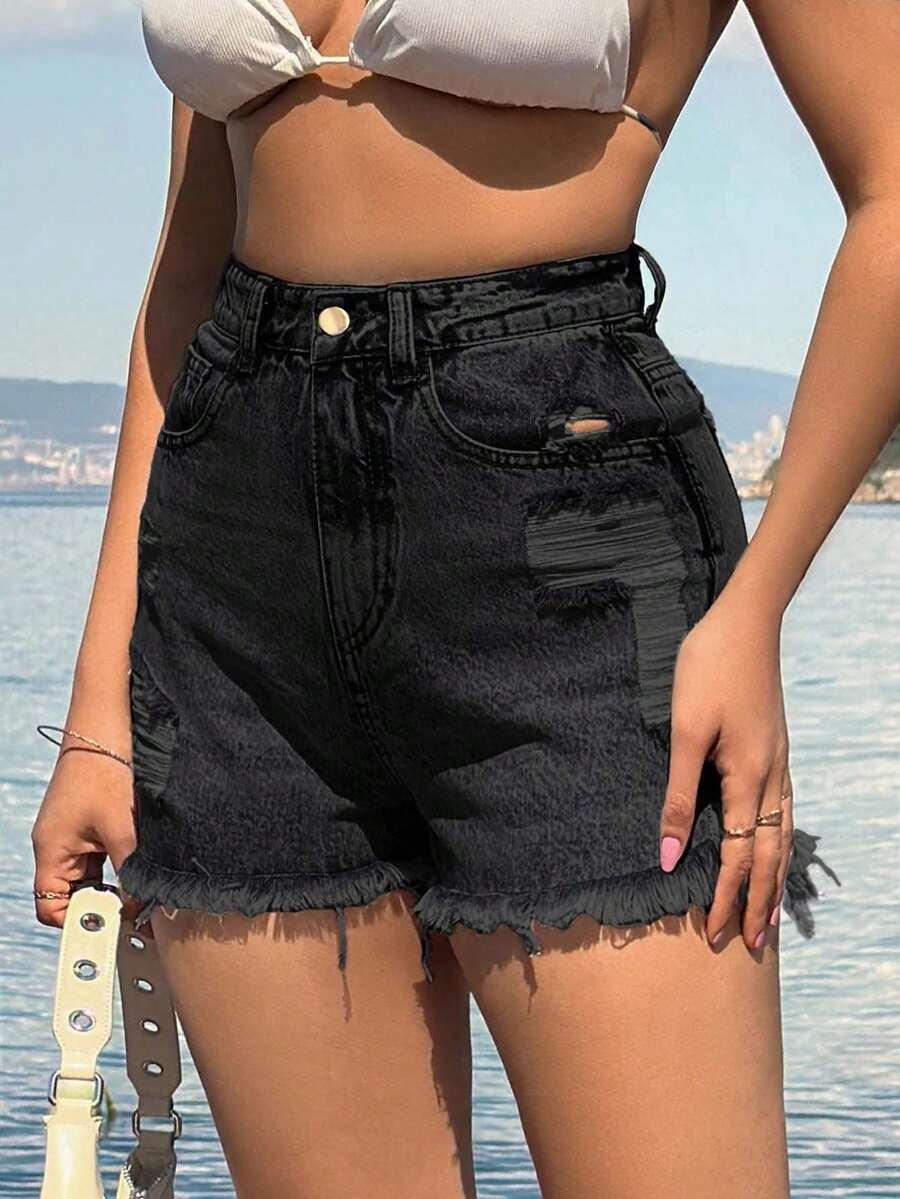 krótkie spodenki jeans ripped