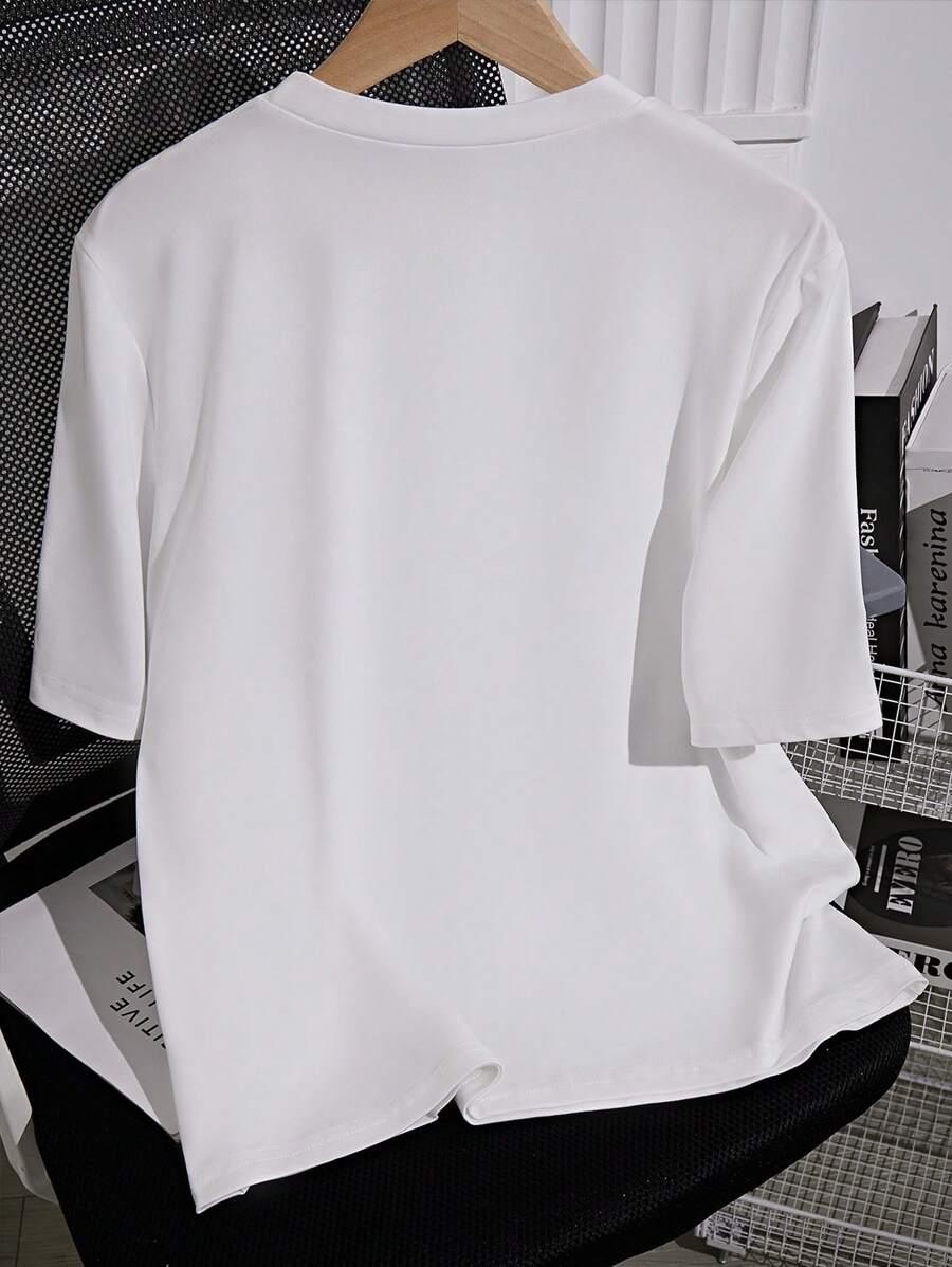 BIAŁY T-SHIRT OKRĄGŁY DEKOLT 
