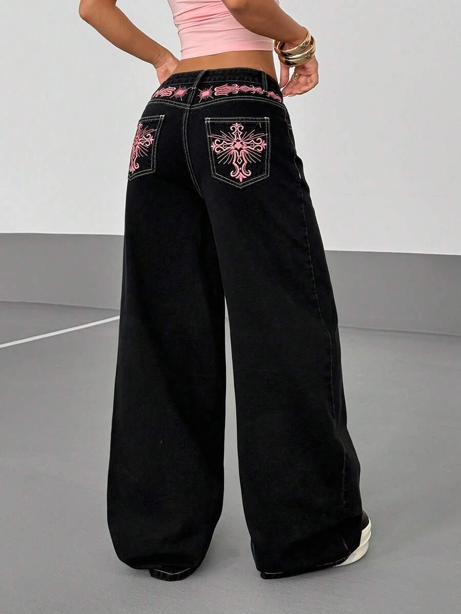 CZARNE SPODNIE JEANS 