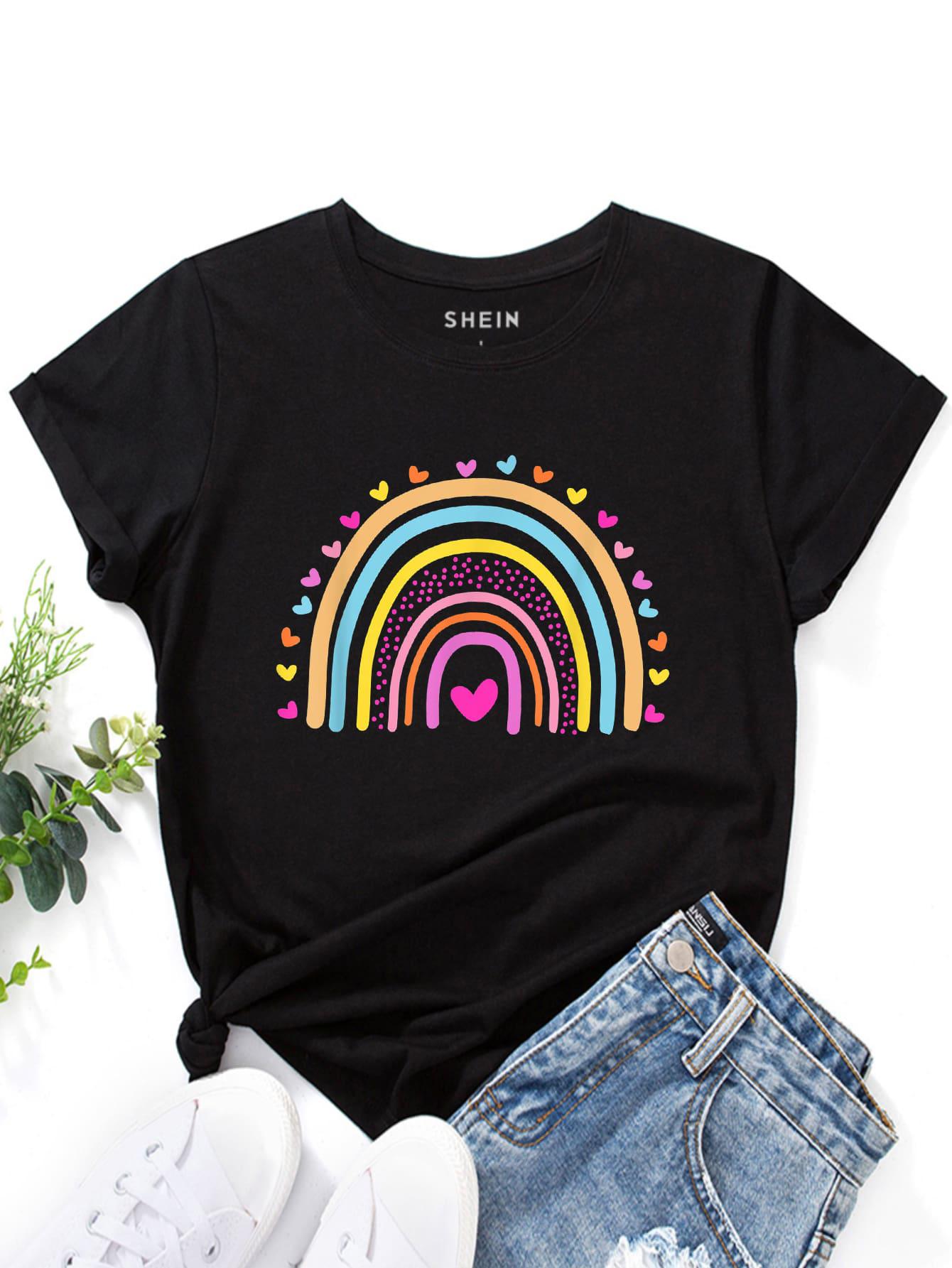 CZARNY T-SHIRT nadruk 