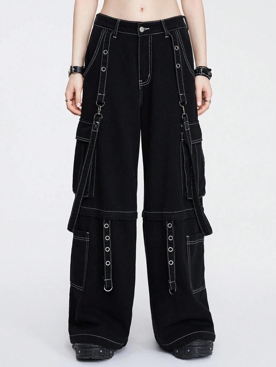 czarne spodnie 2w1 jeans