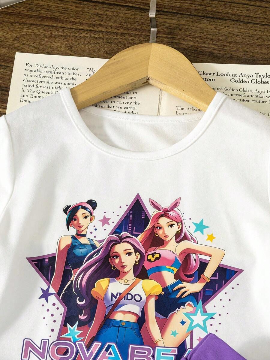 t-shirt spódnica komplet print