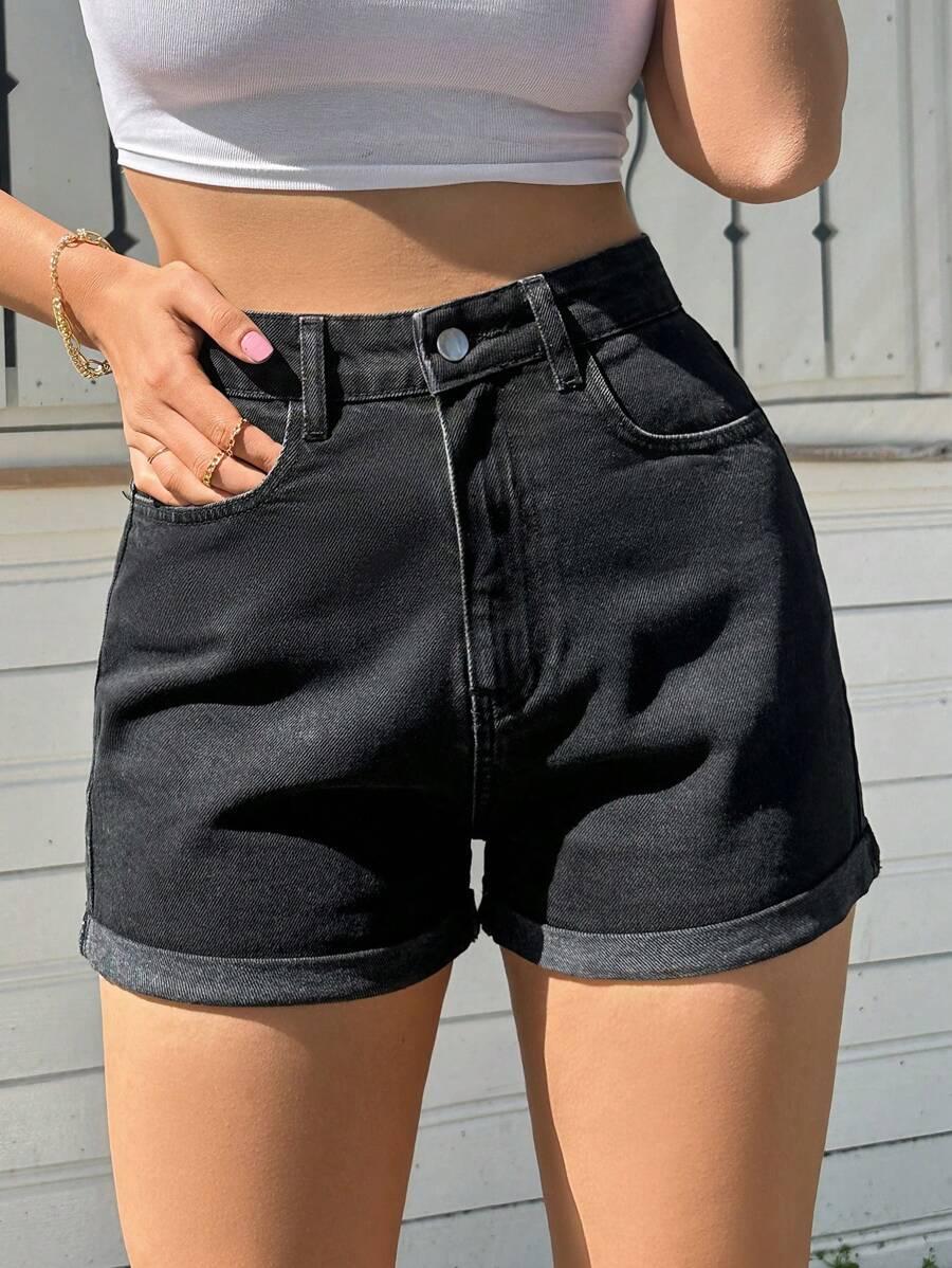 CZARNE SPODENKI JEANS