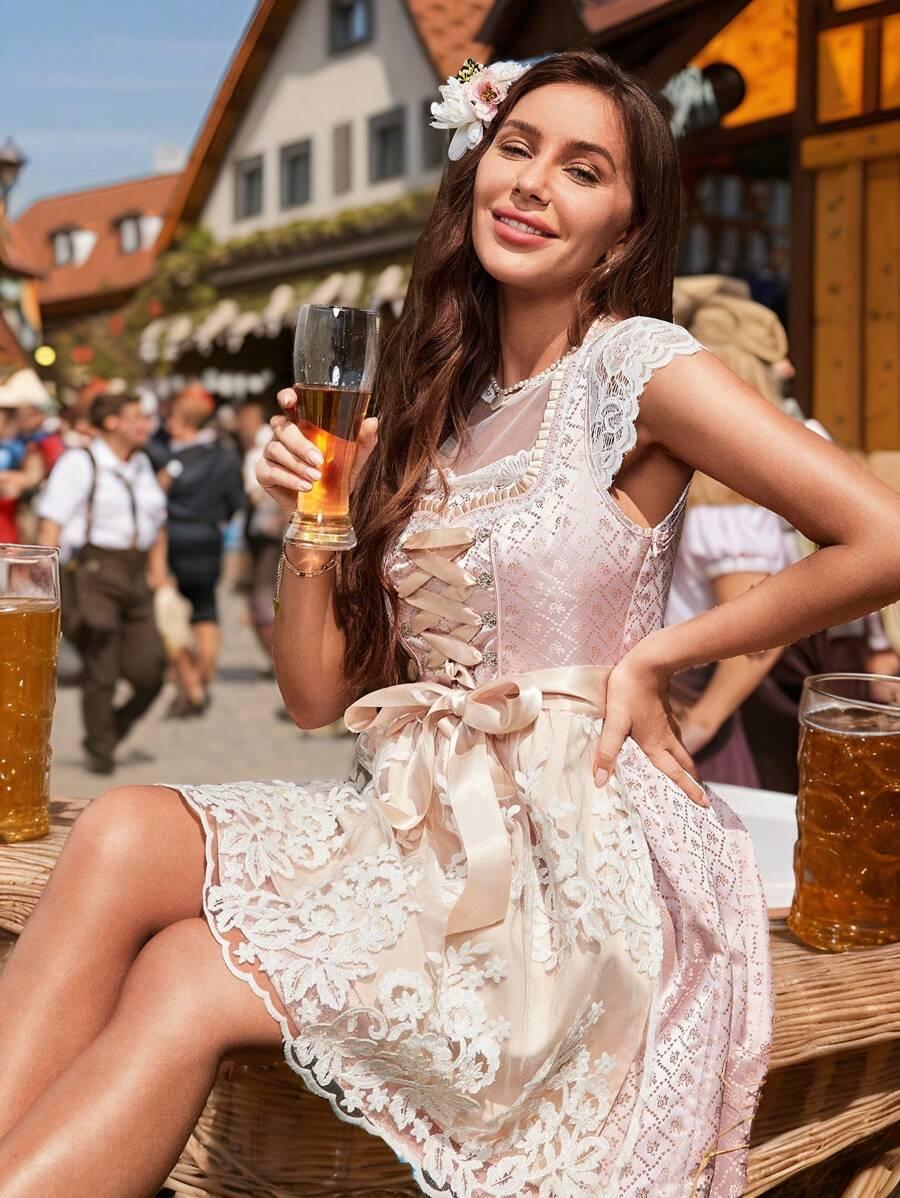 ROZKLOSZOWANA MINI SUKIENKA KORONKA WIĄZANIE