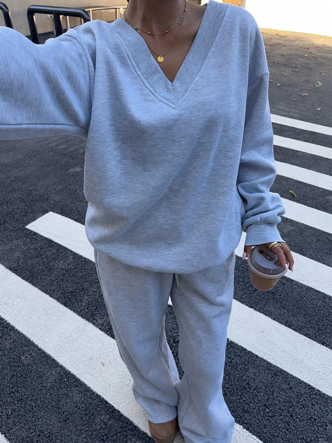 szara bluza v neck 