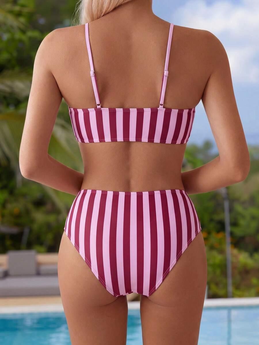 komplet bikini wzór paski