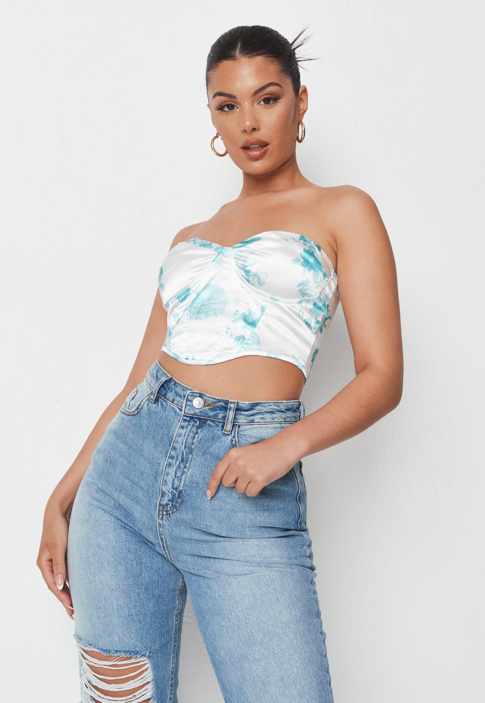 SATYNOWY CROP TOP WZÓR