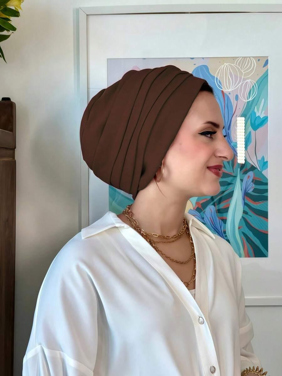 brązowy turban na głowę