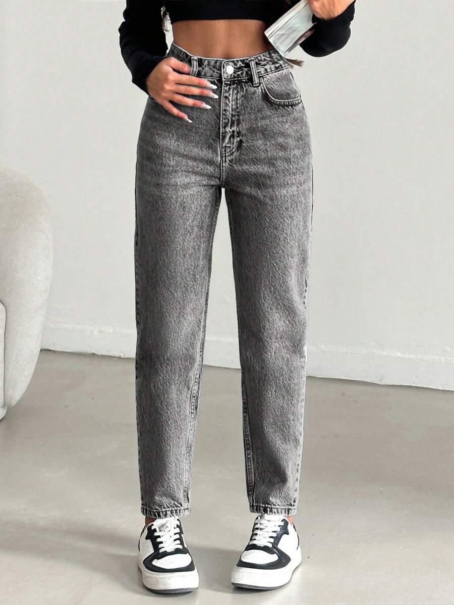 SZARE PROSTE SPODNIE JEANS