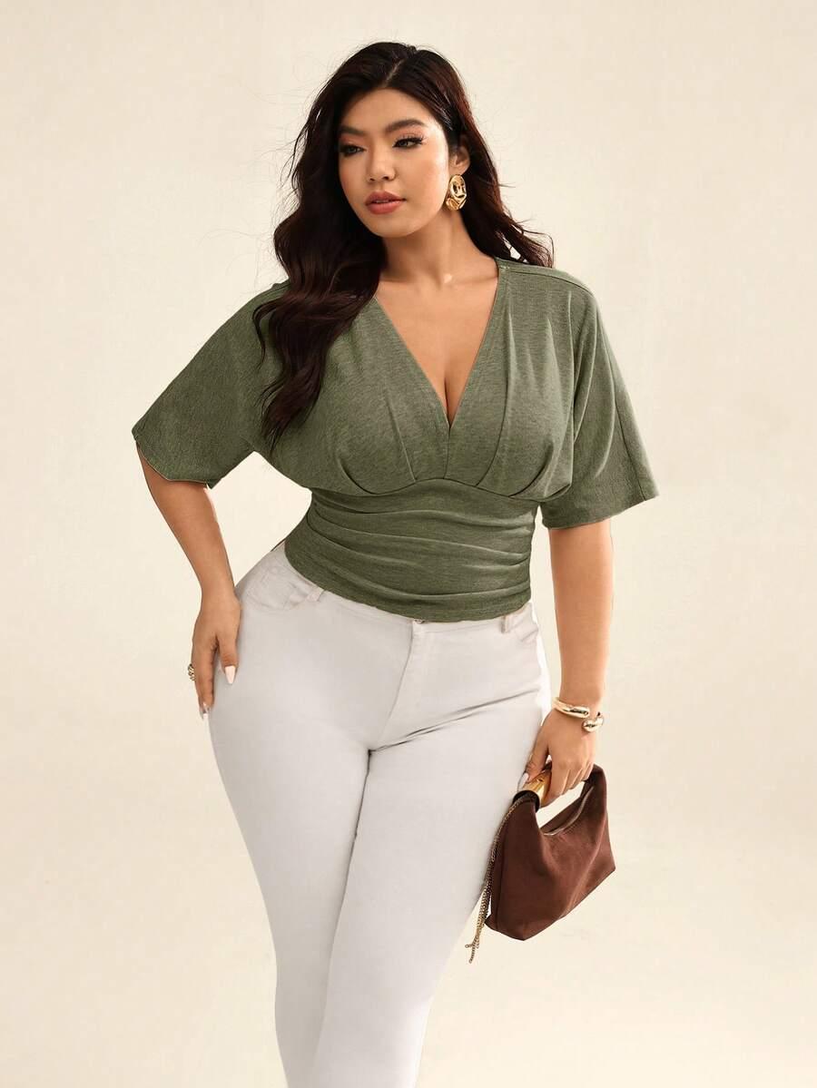 zielona bluzka v-neck