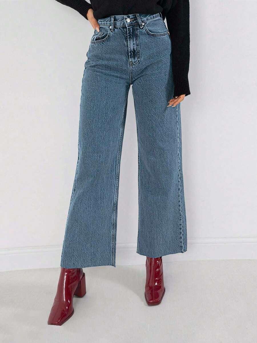 spodnie jeans wysoki stan 