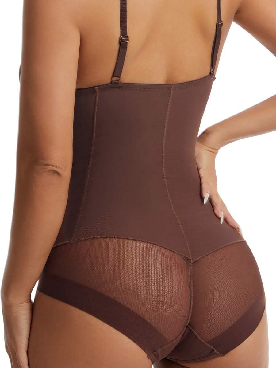 brązowe modelujące body na ramiączkach