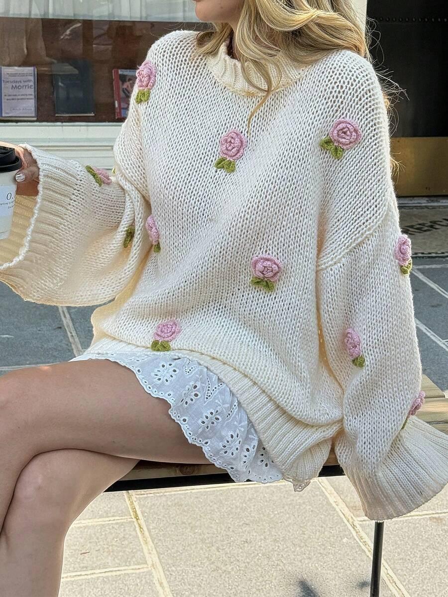 SWETER OVERSIZE KWIATY