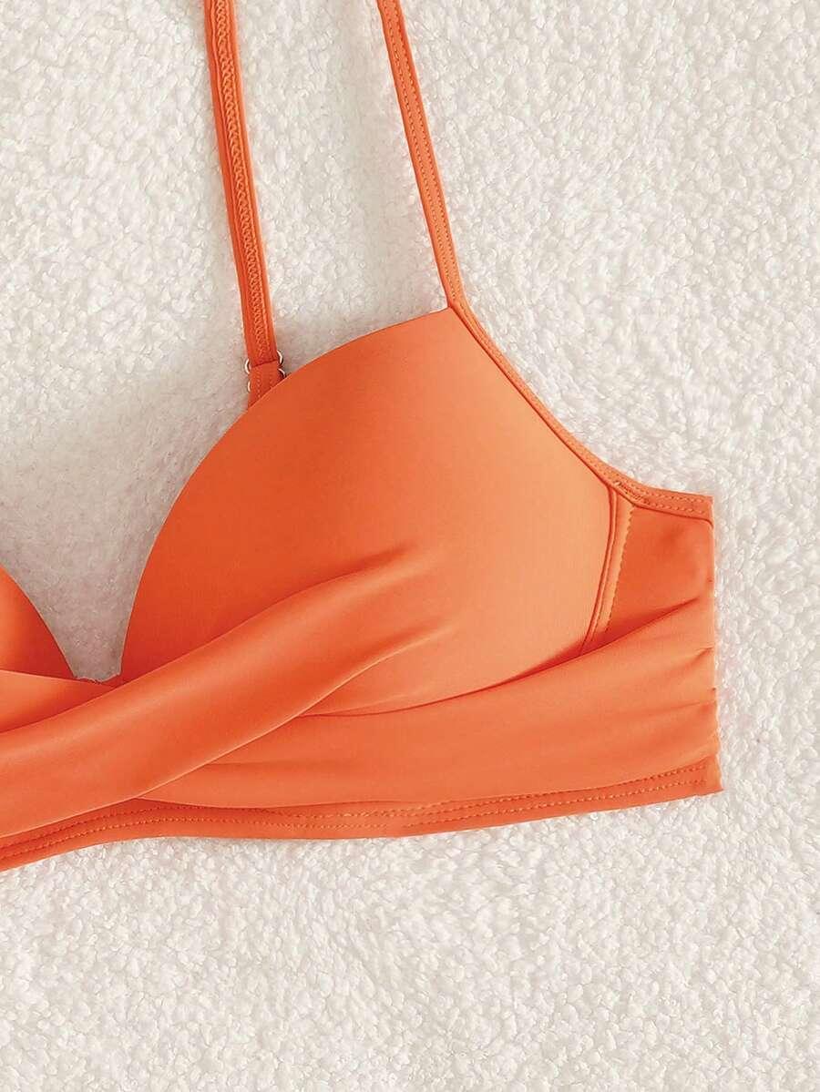 pomarańczowa usztywniana góra bikini