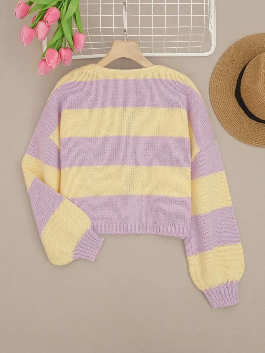 sweter wzór paski wiązanie