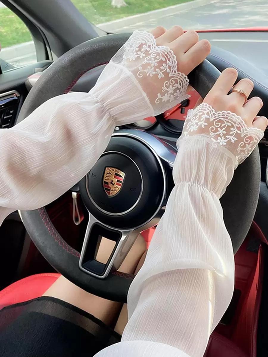 BIAŁE RĘKAWY KORONKA ZDOBIENIE