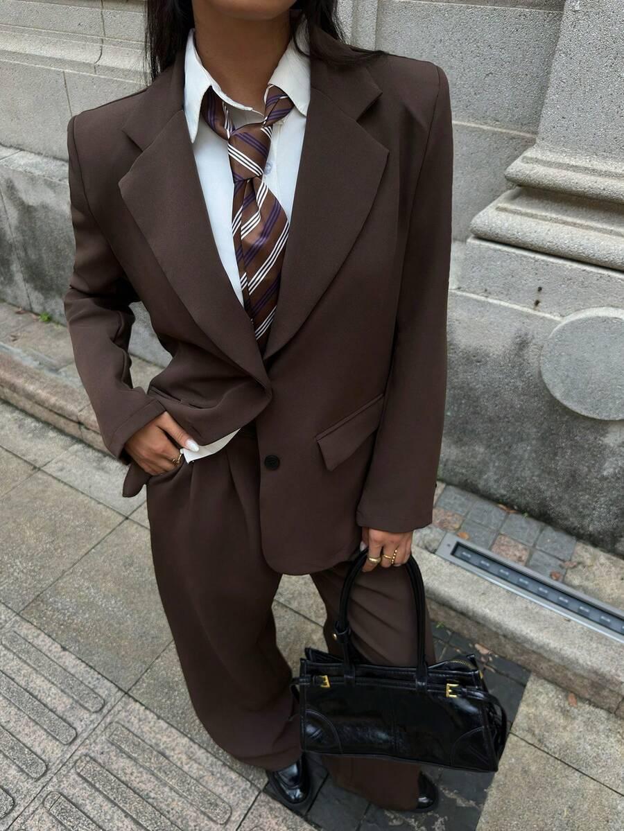 BRĄZOWE ELEGANCKIE SPODNIE